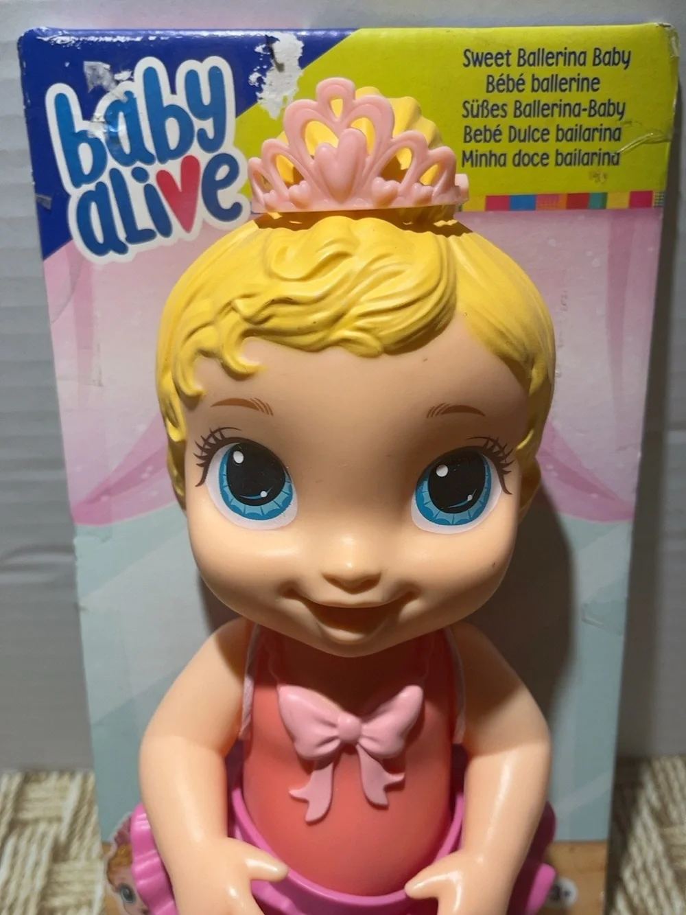 Baby Alive Sweet Ballerina Baby Doll Blonde Pink Tutu Tiara 11” Hasbro